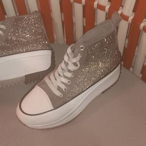 Women's Glam High-Top Sneakers! Color: Bling!